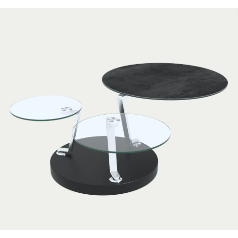 Table basse extensible 3 plateaux Cadran titane
