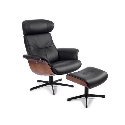 Ensemble Royal Fauteuil et pouf - Noir