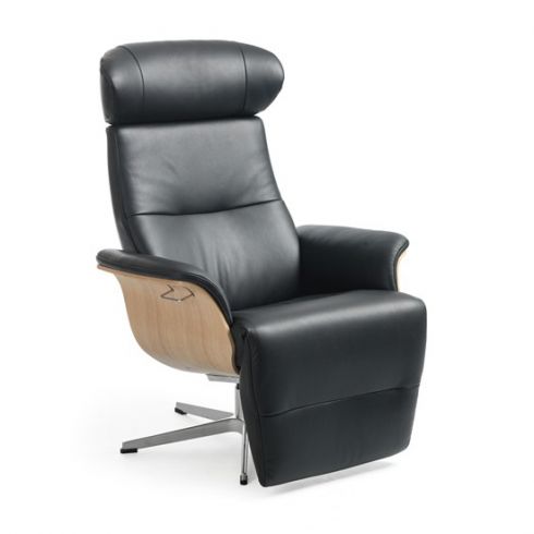 Fauteuil Royal avec pouf intégré - coque noyer